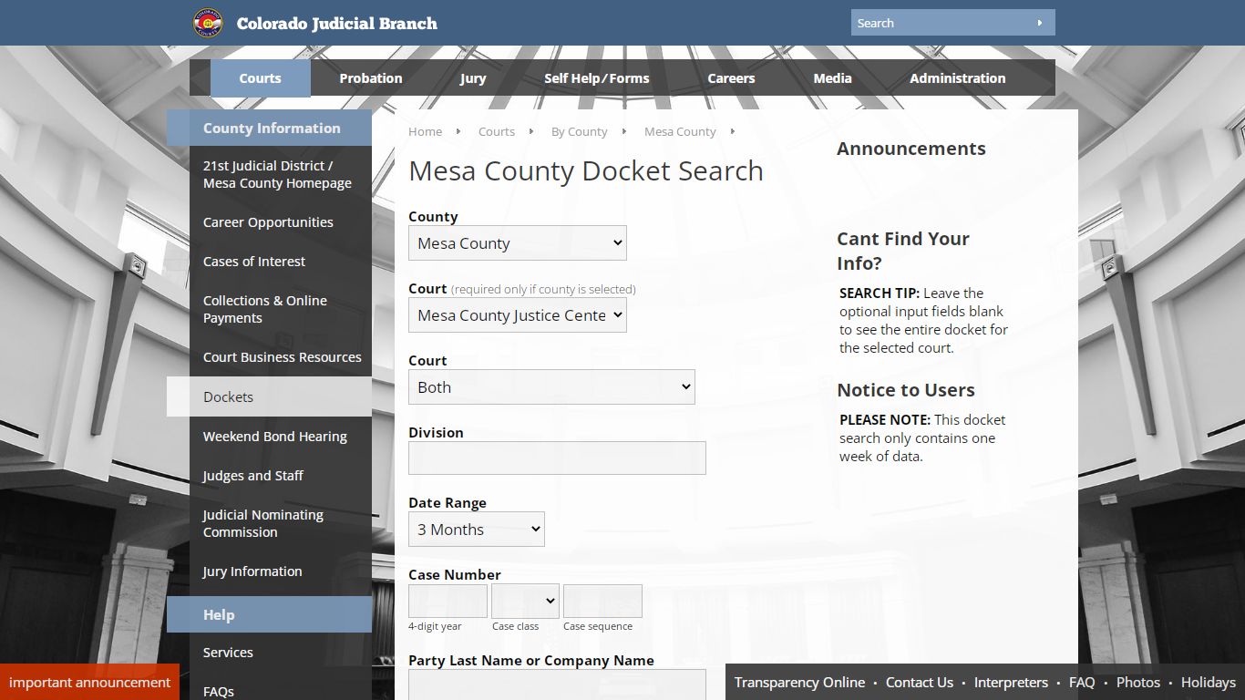 Colorado Judicial Branch - Mesa County - Dockets