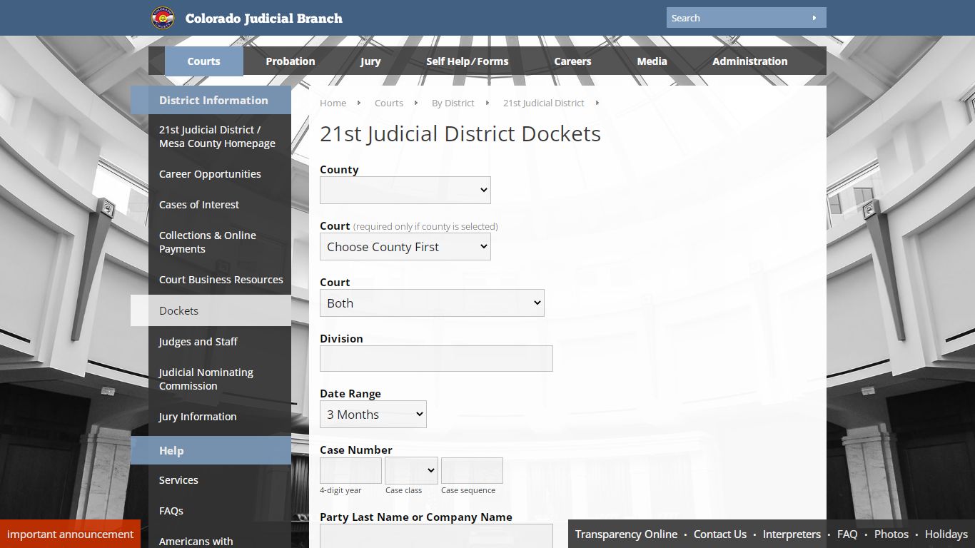 Colorado Judicial Branch - 21st Judicial District - Dockets