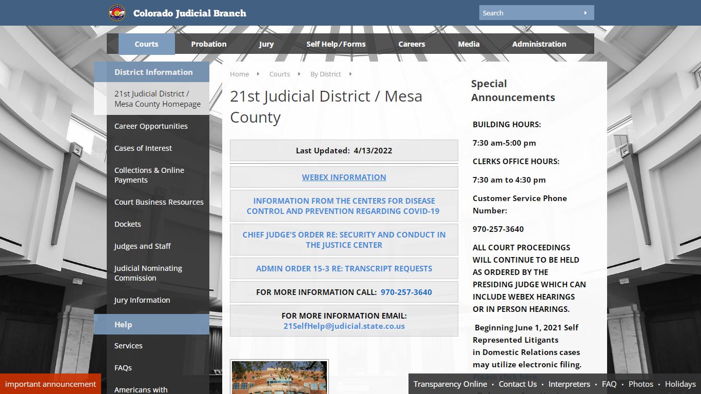 Colorado Judicial Branch - 21st Judicial District - Homepage
